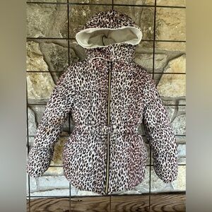 Girls 10-12 leaped print winter coat /fleece lined